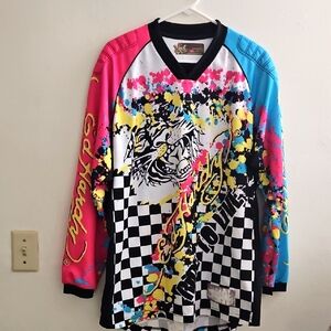 Large Vintage Ed Hardy Multicolor Graphic Long Sleeve Shirt